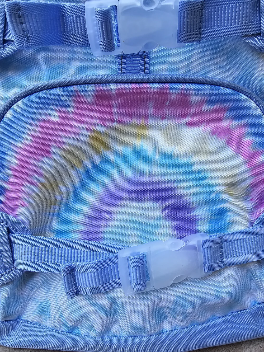 Pottery Barn Kids Blue Tie-Dye Backpack with Rainbow Front Pocket
